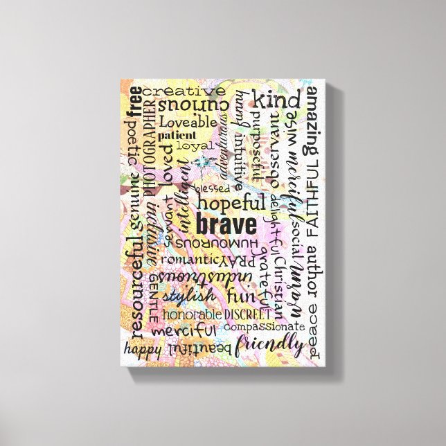 Ord of Affirmation Collage Canvastryck (Framsida)