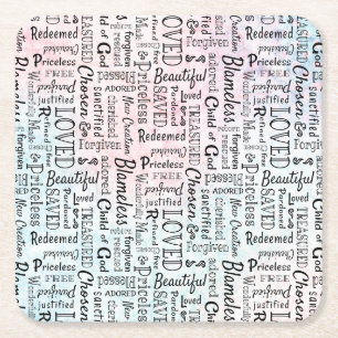 Ord of Affirmation Ord Art Underlägg Papper Kvadrat