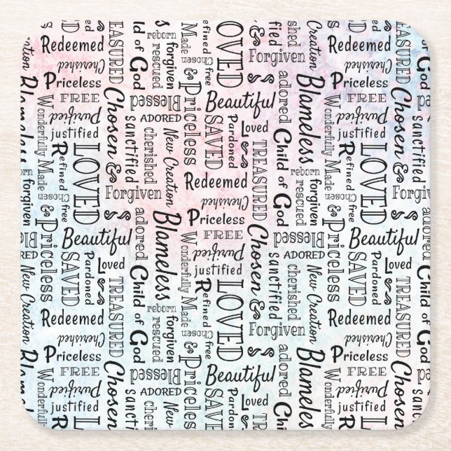 Ord of Affirmation Ord Art Underlägg Papper Kvadrat (Framsidan)