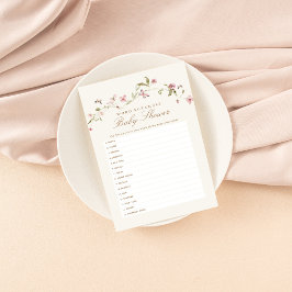 Ord Scamble Baby Shower Game Bunny Rosa Blommigt