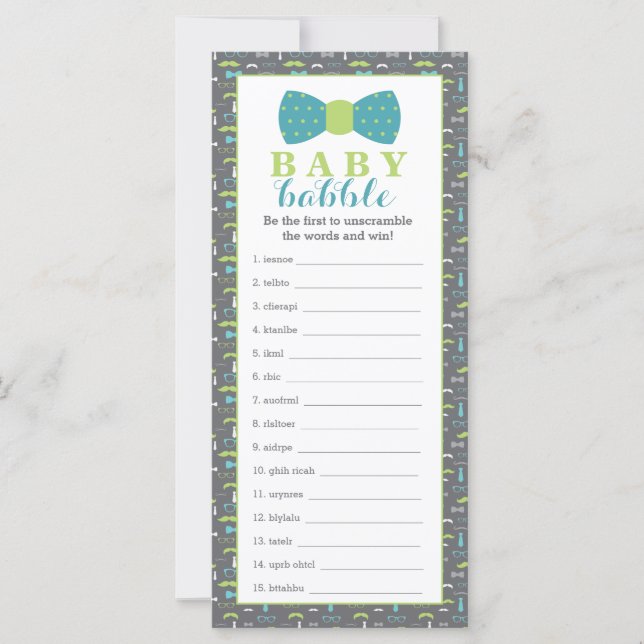 Ord Scramble Game, Baby Shower, 25-pack (Framsida)