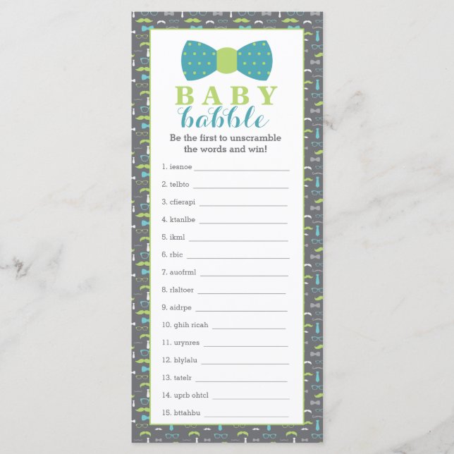 Ord Scramble Game, Baby Shower, 25-pack (Framsida)
