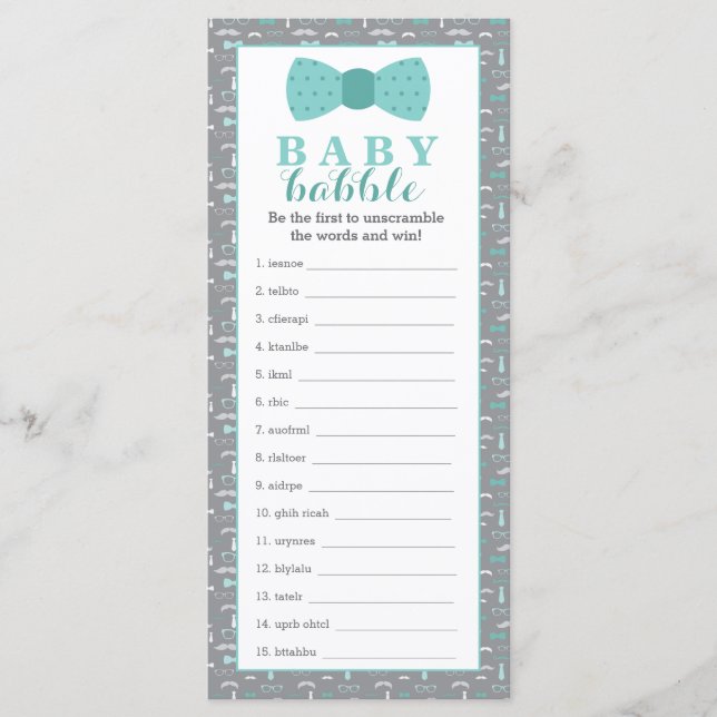 Ord Scramble Game, Baby Shower, 25-pack (Framsida)