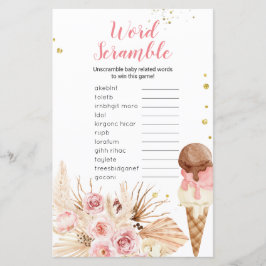 Ord scramble Game Boho Pampas Grass Ice kräm