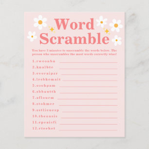 Ord Scramble Game Rosa Daisy Vår Baby Shower