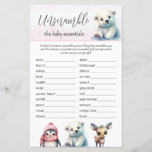 Ord Scramble Rosa Winter Girl Baby Shower Game