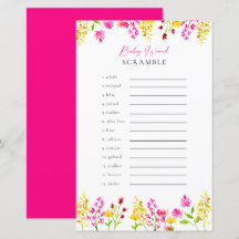 Ord Scramble WildblomBaby Shower-spel