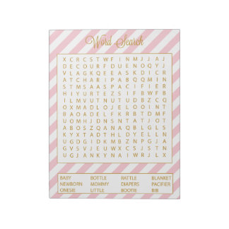 Ord Search Rosa Baby Shower Game 40 lakan Anteckningsblock