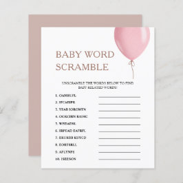 Ord-skam | Rosa Ballon Baby Shower-spel