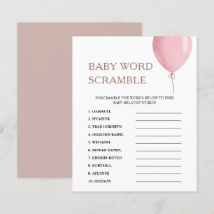 Ord-skam Rosa Ballon Baby Shower-spel