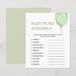 Ord-skam | Spelet Grönt Ballon Baby Shower