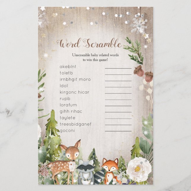 Ord Skramble Game Winter Animals Woodland (Framsida)