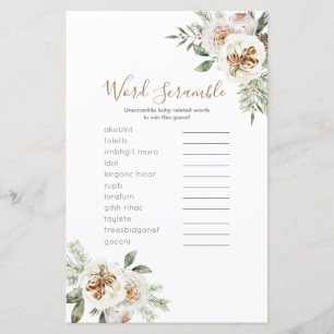 Ord-skramble Game Winter White-Blommigten Jul