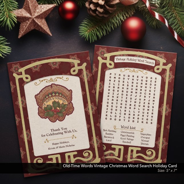 Ord-sökning i Ord, årstidsvis, helgdag Julkort (Printable Christmas Word Search. Create a Custom Favor for Your Holiday Party, Red.)