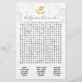 Ord-sökspelet Rubber Anka Baby Shower Search