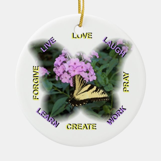 Ord som bor vid prydnaden eller hänget julgransprydnad keramik (Framsidan)