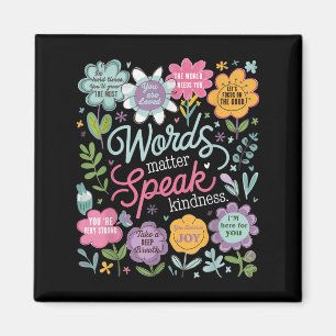 Ord Talar Vänlighet Inspirerande Blommig Positiv Magnet