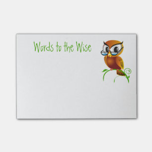Ord till Wise Uggla Tecknad Post-it Block