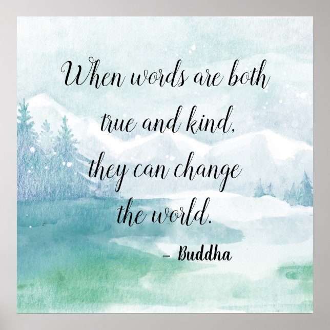 Ord True och Kind Buddha-citat Poster (Framsidan)