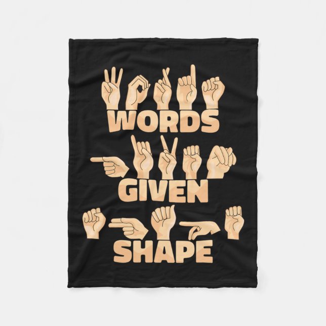 Orden American Sign Language har getts form Fleecefilt (Framsidan)