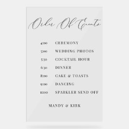 Order of Events Wedding Sign Minimalist Timeline 