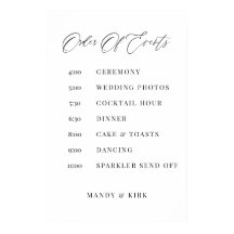 Order of Events Wedding Sign Minimalist Timeline