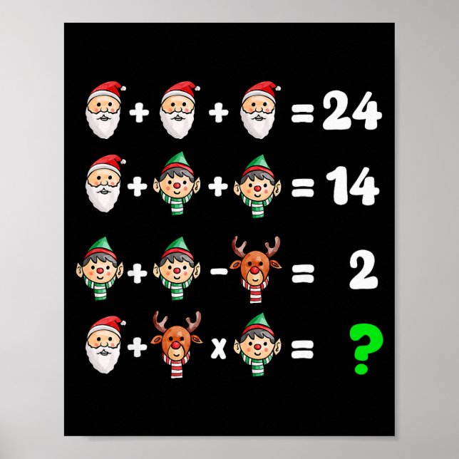 Order Of Operations Quiz Christmas Math Teacher Xm Poster (Framsidan)