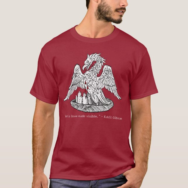 Order of the Pelican with Red Drops Woodcut T Shirt (Framsida)
