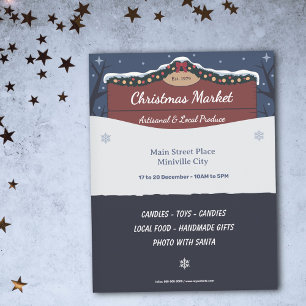Orderat träskylt - julmarknadslapper reklamblad