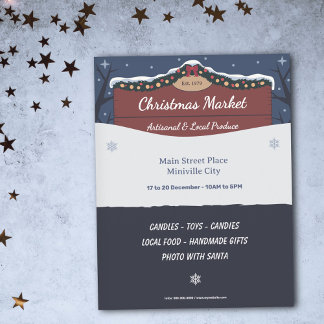 Orderat träskylt - julmarknadslapper reklamblad