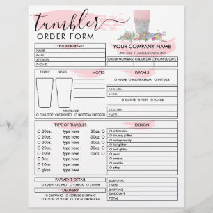 Orderformulär för rosa Push Tumbler Mugg Kopp Reklamblad