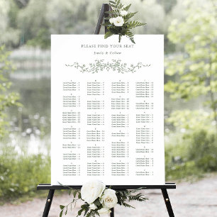 Ordersäten i alfabetisk Grönt Bröllop Poster