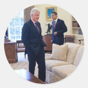 Ordförande Barack Obama och Bill Clinton Runt Klistermärke