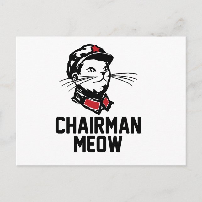 Ordförande Meow (Mao) Design Vykort (Framsida)