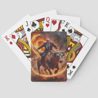 Ordförande Trump Rides Bull med kort för spel med Casinokort