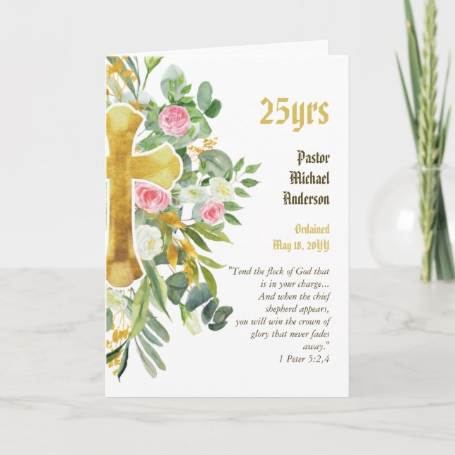 ORDINATION ANNIVERSARY Priest Pastor Minister Kort (Framsida)