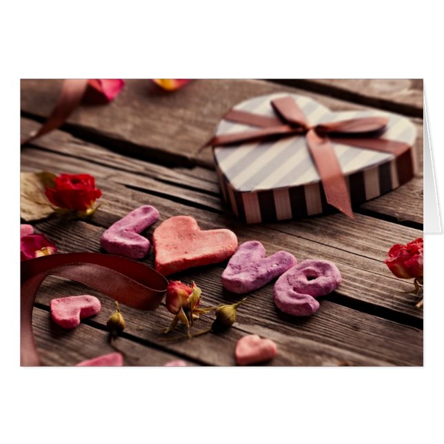 Ordkärlek med den hjärtformade valentin daggåvan hälsningskort (Framsidan Horizontal)