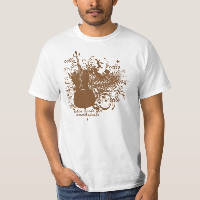 Ordkuggningmusik talar violoncellmusiker t-shirt (Framsida)