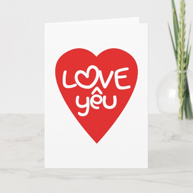 Ordlek vietnamesisk för Yêu för valentin♥kärlek Helgkort (Framsida)