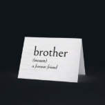 Ordlistedefinition för BROTHER Birthday Kort<br><div class="desc">Definition av "BROTHER" i svart text på en visköld träbakgrund för Brothers födelsedag. Inre text kan ändras.</div>