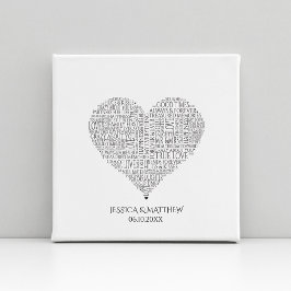 Ordmoln för bröllop och årsdagar canvastryck