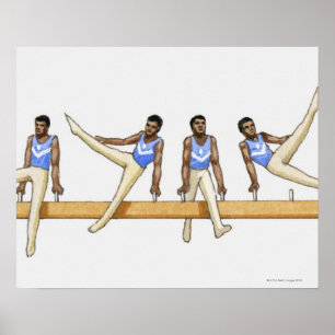 Ordna av gymnast för illustrationvisningmanlig poster