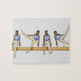 Ordna av gymnast för illustrationvisningmanlig pussel