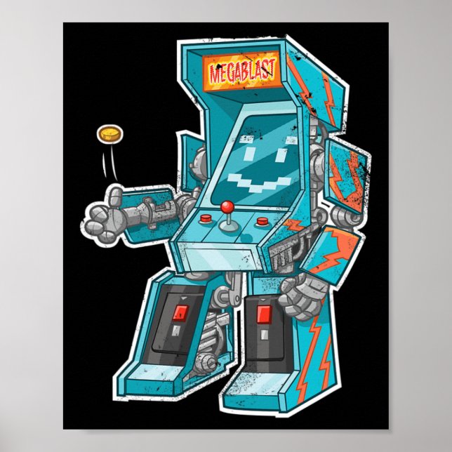 Ordna bot-videospelskåp med Joystick in Di Poster (Framsidan)