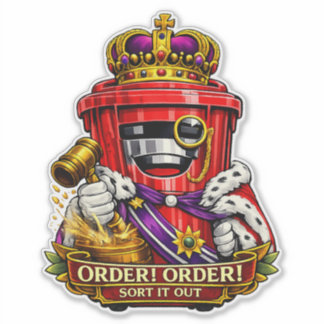 Ordning! Ordning! Sortera Ut - Sopsäck Sticker Klistermärken