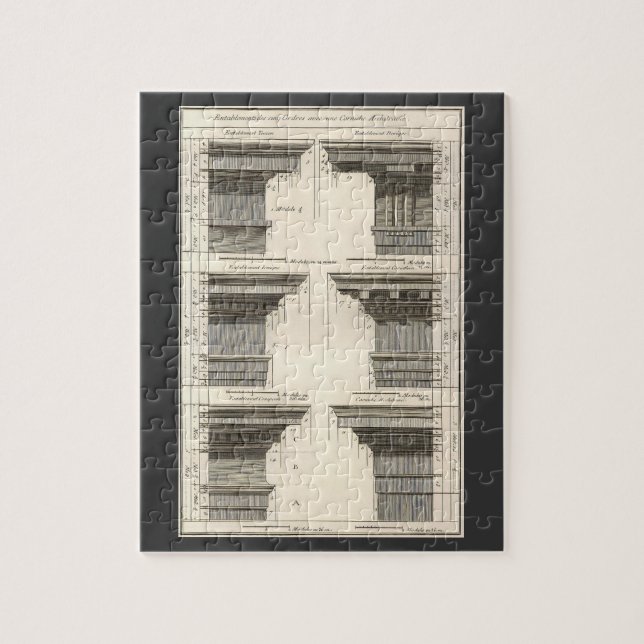 Ordningar inom arkitektur, antika entablement pussel (Vertikal)