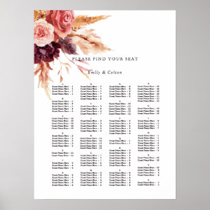Ordningsdiagram för alfabetisk Blommigt Bröllop Poster