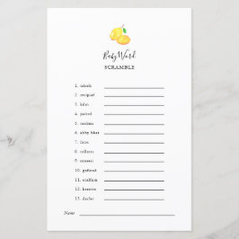 Ordspelet Lemon Baby Shower-spel Elegant