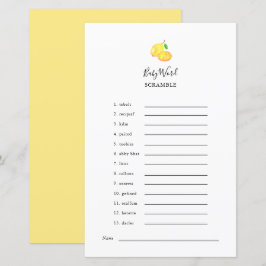Ordspelet Lemon Baby Shower-spel Elegant