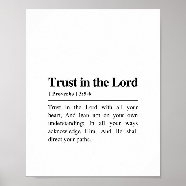 Ordspråksbok 3:5-6 Lita på Herren Poster (Framsidan)